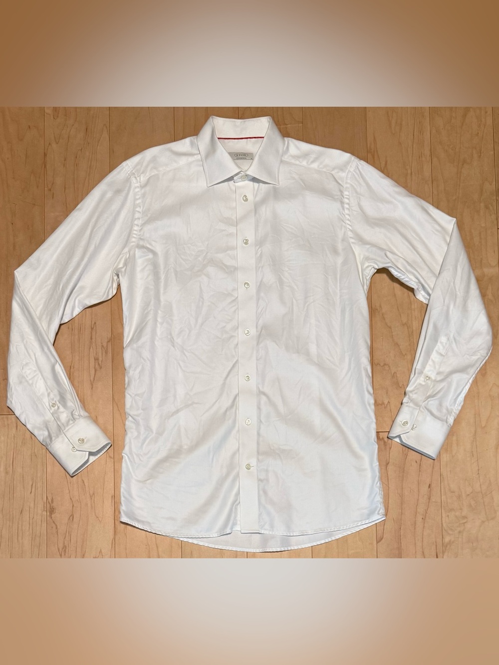 Eton Contemporary Spread Collar Twill Dress Shirt Solid White Men’s 16 41